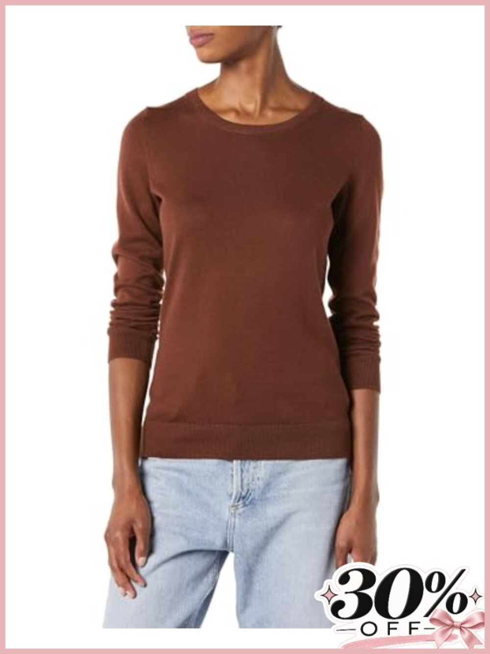 Women's Long-Sleeve Lightweight Crewneck Sweater Cotton Blend Regular Fit